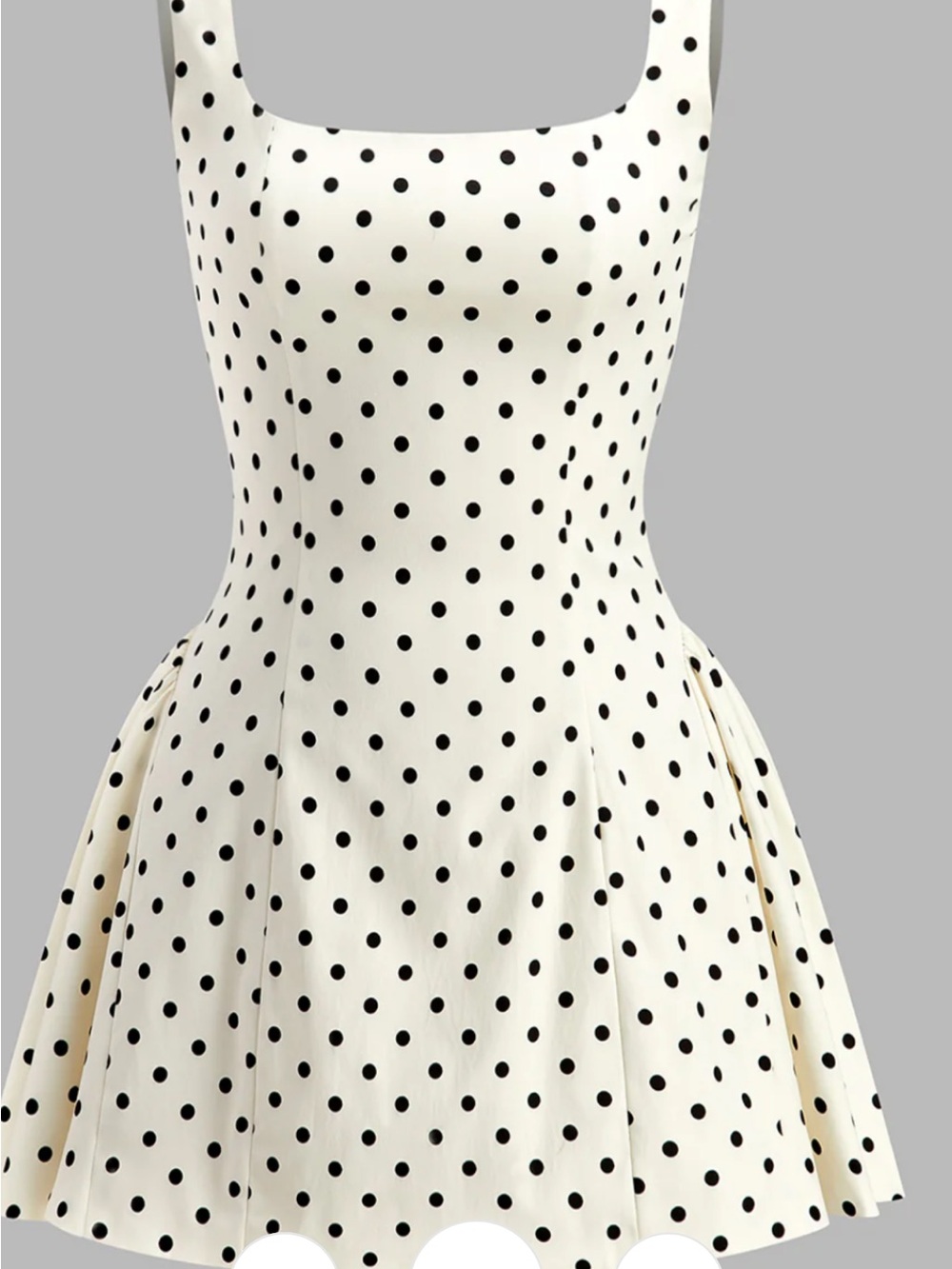 Commense White and Black Polka Dot Square-Neck Mini Dress